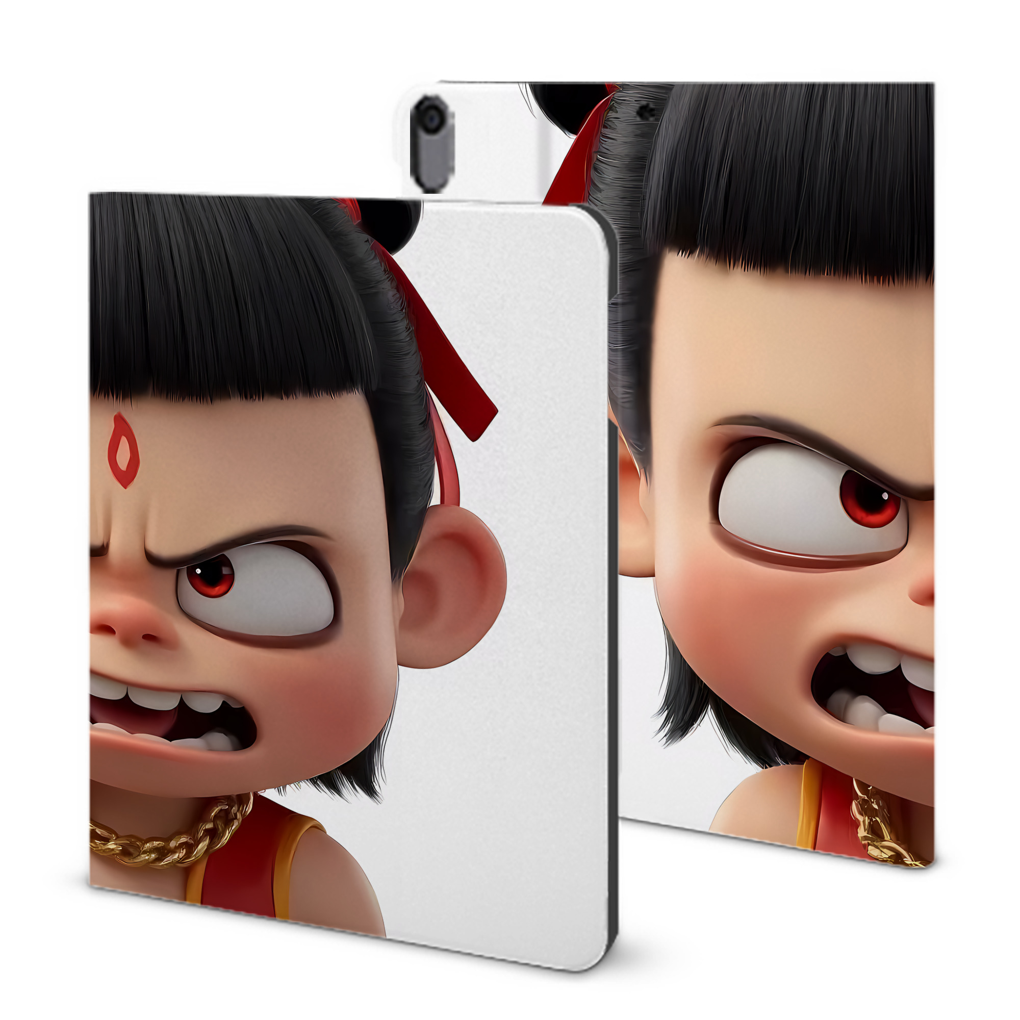 （画像用） Ne Zha 2 ナタ 魔童の大暴れ IPad ケース ブック型 PUレザー TPU 耐衝撃 軽量 薄型 ペン収納なし 全面保護 IPad 各モデル対応